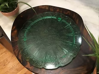 Jeannette Cherry Blossom Depression Glass Footed Cake Plate Green 10” • $25.99