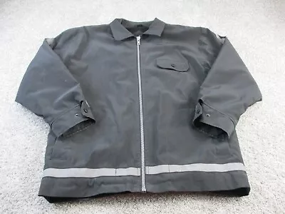 VINTAGE Utility Industrial Rubberized Jacket Adult Medium Black Reflective GUC • $17.45