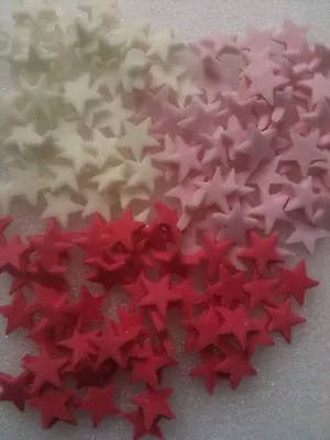 150 X Edible Sugarpaste Stars - Cake Topper White/pink/fuschia  • £4.50