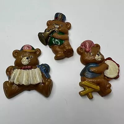 Lot 3 Vintage 70s 80s Teddy Bears Musicians Moving Eyes Refrigerator Magnets • $12