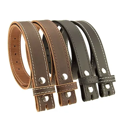 Men's_BUFFALO LEATHER STITCHED CASUAL BELT Strap_No Buckle_1-1/4 _Amish Handmade • $27.89