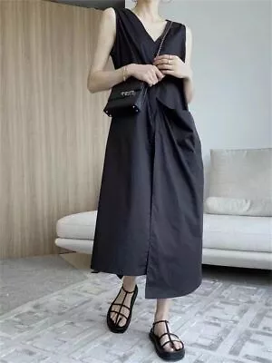 Women's Yamamoto Style Pocket Sleeveless Loose Design Casual Japanese Dress New • $19.18