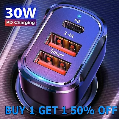 30W Fast Charge USB PD Type-C Car Charger Adapter For IPhone 15 14 13 12 Pro Max • $6.79