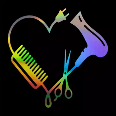 £3.71 • Buy 2pcs Heart Shaped Hair Dryer Scissors Comb Car Sticker Window Surf Vinyl Decal