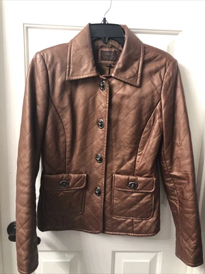 $29 • Buy VAKKO Bronze Lamb Leather Blazer Jacket Sz S