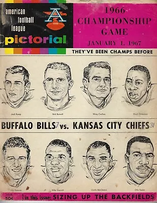 1966 1/1/67 AFL Football Championship Program Kansas City Chiefs Buffalo Bills  • $165