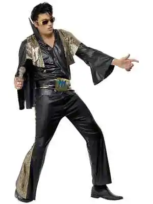 Elvis Presley Black Gold Licensed Costume Rock And Roll 50s Rock Star Music • $54