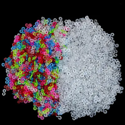 100PC Plastic S Clips For Loom Bands Refill Knit Kit DIY Ring Jewellery Bracelet • £1.44