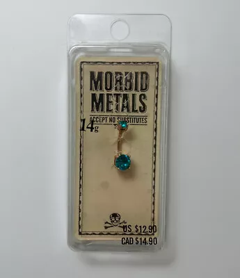 Morbid Metals Rose Gold Navel Ring With Turquoise Gems 14g • $6