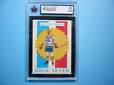 1960/61 Topps Nhl Hockey Card #60 Dick Irvin Atg Ksa 6 Ex/nm Sharp Topps • $129.99