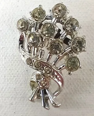 Vintage Silver Tone And Rhinestone Brooch Pin • $7.66