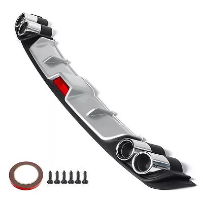 $76.99 • Buy Universal Rear Bumper Lip Splitter Spoiler Chrome Diffuser Exhaust Pipe Decor