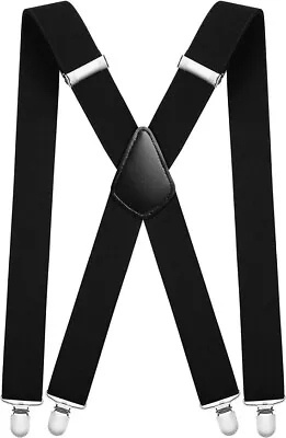 LAFAYON Men's Braces X Back Suspenders 35mm Strong Clips Heavy Duty  SALE • £5.99