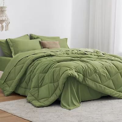 California King Comforter Set Olive Green 7 Pieces California King Bed In A B... • $71.64