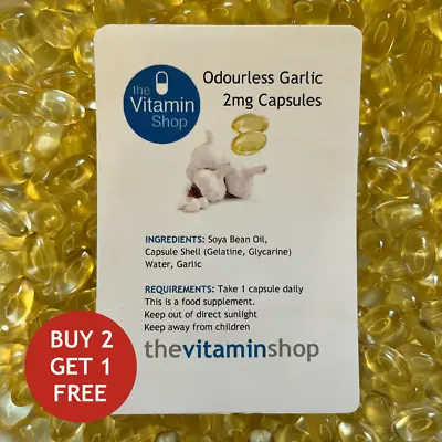 Odourless Garlic 2mg Capsules | BUY 2 GET 1 FREE | Secure Same Day Dispatch NEW • £5.79