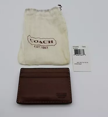 Authentic New Coach Brown Leather Men's Card Holder Card Clip W/ Dust Bag • $150