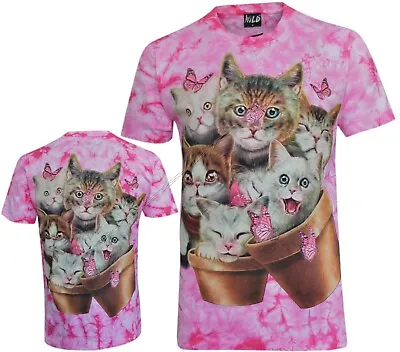 £14.95 • Buy Tie Dye T-Shirt Kittens & Butterflies Cute Playful Baby Cats Glow InDark By Wild