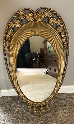 Vintage Burwood Gold Wall Mirror Hollywood Regency 30x16 MCM Mid Century Modern • $99