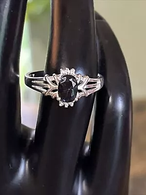 VTG Avon Sterling Silver 925 Black Sapphire Ring Size 9 • $24.99