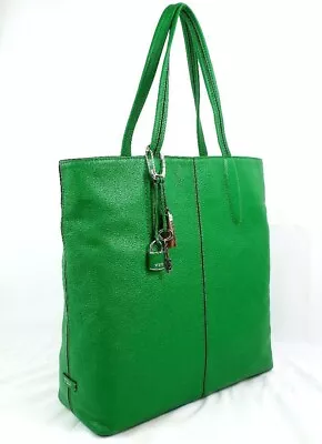 TUMI Green Leather Tote Bag North/south • $275