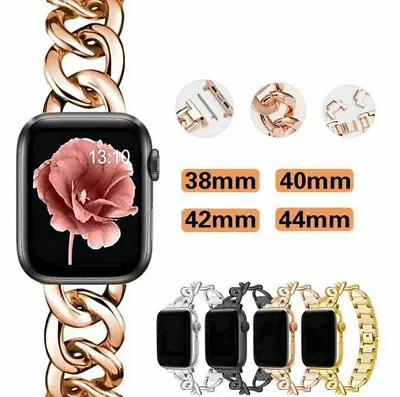 $22.88 • Buy For Apple Watch Series 8 SE 7 6 5 4 3 2 1 38/42/41 45mm Cowboy Chain Metal Strap