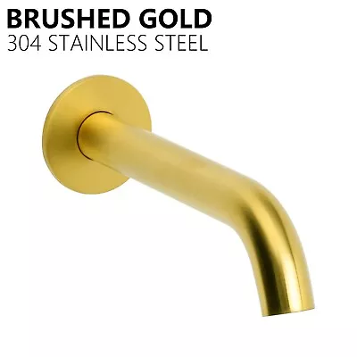 Brushed Gold Bathroom Round Spout Basin Vanity Bathtub Faucet Wall Mounted Tap • $78.50