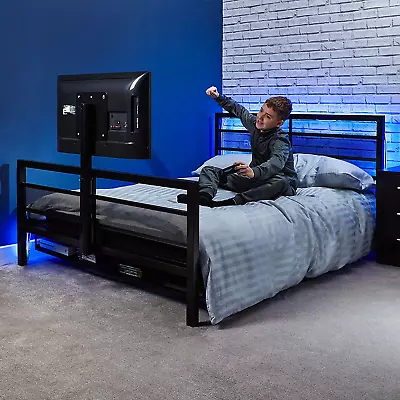 X Rocker Basecamp Modern Gaming Bed With Rotating TV Mount Storage Metal Mesh • $318.77