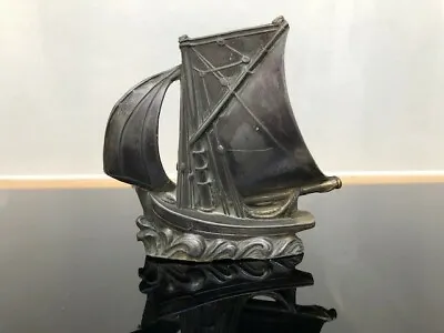 £9.99 • Buy Vintage Grey Metal - Pewter? - Small Sailing Ship Schooner Yacht Model Sculpture