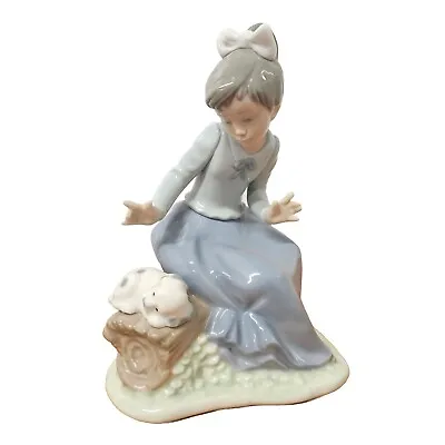 Nao By Lladro Girl Sitting On A Log With A Puppy By Her Side 1091 Xmas Gift Dog • £20