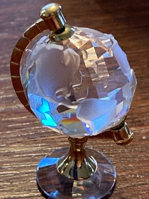 $19.99 • Buy Vintage Miniature Swarovsky Crystal World Globe On Stand Spins