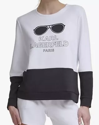 Karl Lagerfeld Paris Womens Cropped Pullover Sweatshirt Size XS Long Sleeve • $39