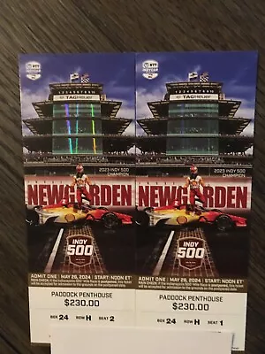 2024 (2) Indy 500 Paddock Penthouse Tickets Box 24 ROW H (END OF ROW) • $723