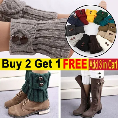 £5.76 • Buy Women Winter Ankle Leg Warmers Elastic Button Crochet Knitted Boot Cuffs Socks