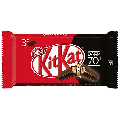 Dark Chocolate Bar Kit Kat Dark Trio Wafer Covered Nestle' 41 Gr • £2.03