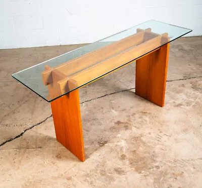 Mid Century Danish Modern Console Table Entry Sofa Glass Vintage Denmark Gaarde • $721.63