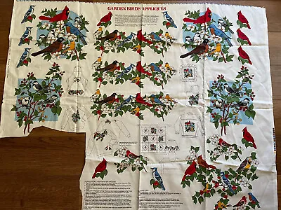 Vintage Fabric Appliques Garden Birds Many Varieties Of Birds 36  X 44  • $5