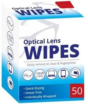 £4.49 • Buy Optical Lens Wipes For Cleaning Spectacle Glasses Camera Phone Laptop Screen 
