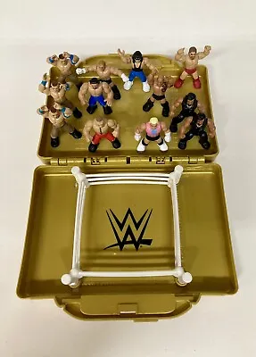 WWE Mighty Minis Portable Wrestling Ring With Mini Figures Gold Briefcase • $12