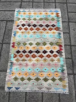 Hand Woven Afghan Wool Kilim Size: 125 X 77 Cm Flat Woven Handmade Floor Rug • $105