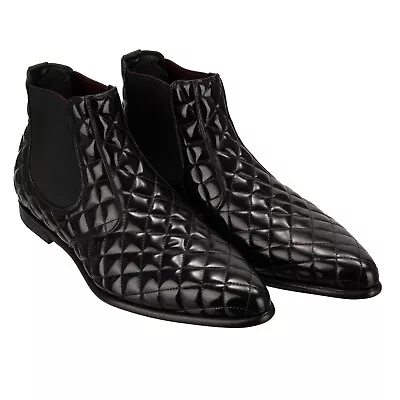 DOLCE & GABBANA Classic Quilted Leather Ankle Boots Shoes COPERNICO Black 12789 • $683.20