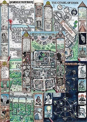 Fighting Fantasy Maps (The Warlock Of Firetop Mountain  Citadel Of Chaos Etc) • £17.50