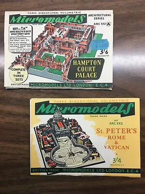 Lot Of 2 Micromodels Ltd Card Stock Paper Models Hampton Court & St. Peters Rome • $10