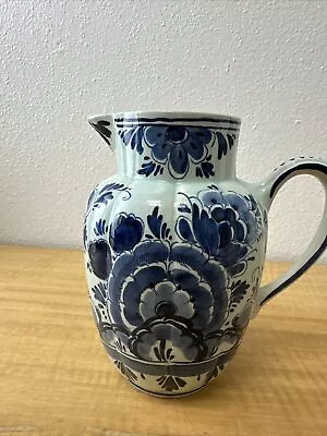 Vintage Delft Jug With Hand-Painted Floral Design - Signed • $28