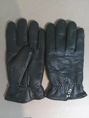 Men's (L) Black 100% Leather Gloves Insulated 40G Thinsulate Stylish Top Zipper • $13.50