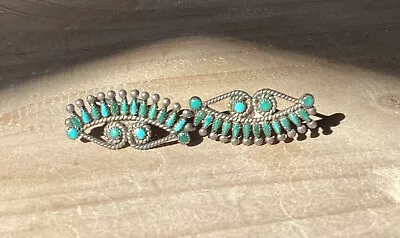 $135 • Buy Vintage Pawn Zuni Turquoise Fine Petit Point Sterling Silver Screw Back Earrings