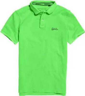 £22.99 • Buy Mens Superdry Hyper Classic Short Sleeve Pique Polo Shirt T-Shirt Hyper Lime