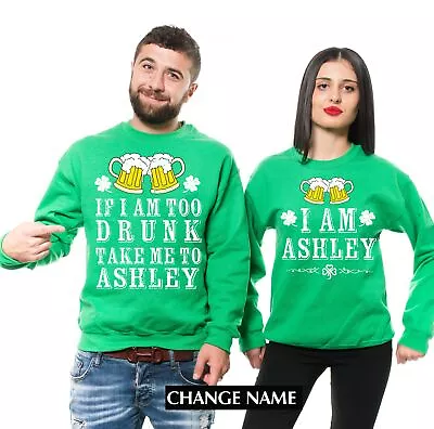 St Patricks Day Custom Couple Sweaters Funny Couple Drinking Party Sweatshirts • $51.59