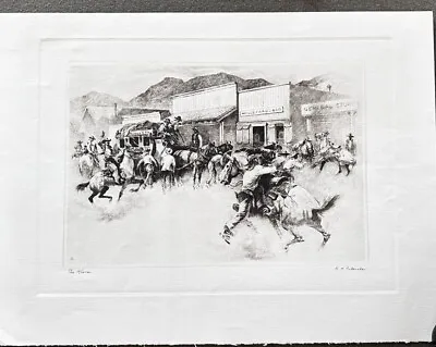 Original Etching By R. H. Palenske Reproduced In Talio-Chrome  The Alarm   16x12 • $35