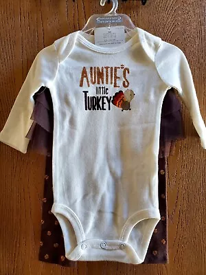 NWT Size 3M 6M Just One You Carter's Thanksgiving Outfit Aunties Little Turkey  • $13.99