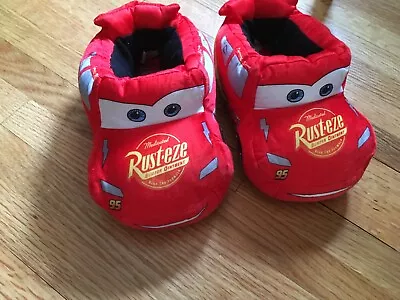 Disney Pixar Cars Boys Lightning McQueen Plush House Shoes Slip-ons Red Size 11 • $15